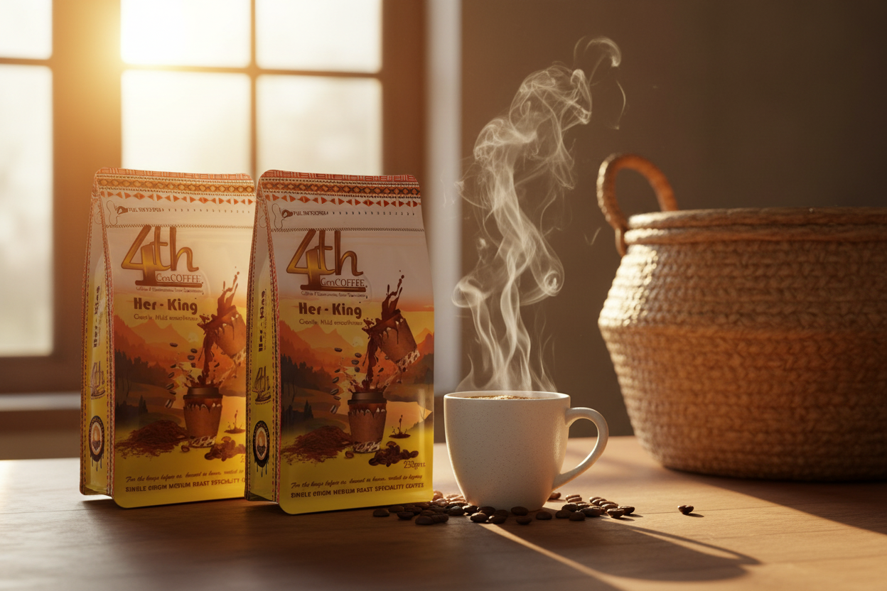 Her-King morning coffee scene - very bright